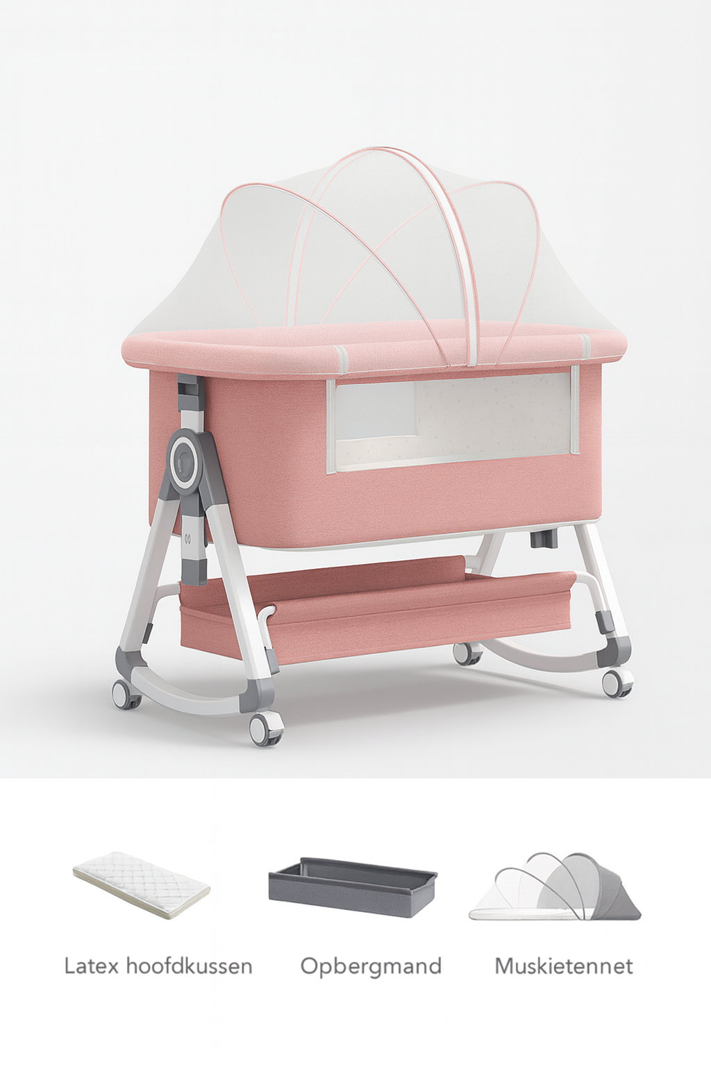 BB-Essentials Co Sleeper baby bedPremium 4D Babybed met Luxe Accessoires – Veilig, Comfortabel en Stijlvol