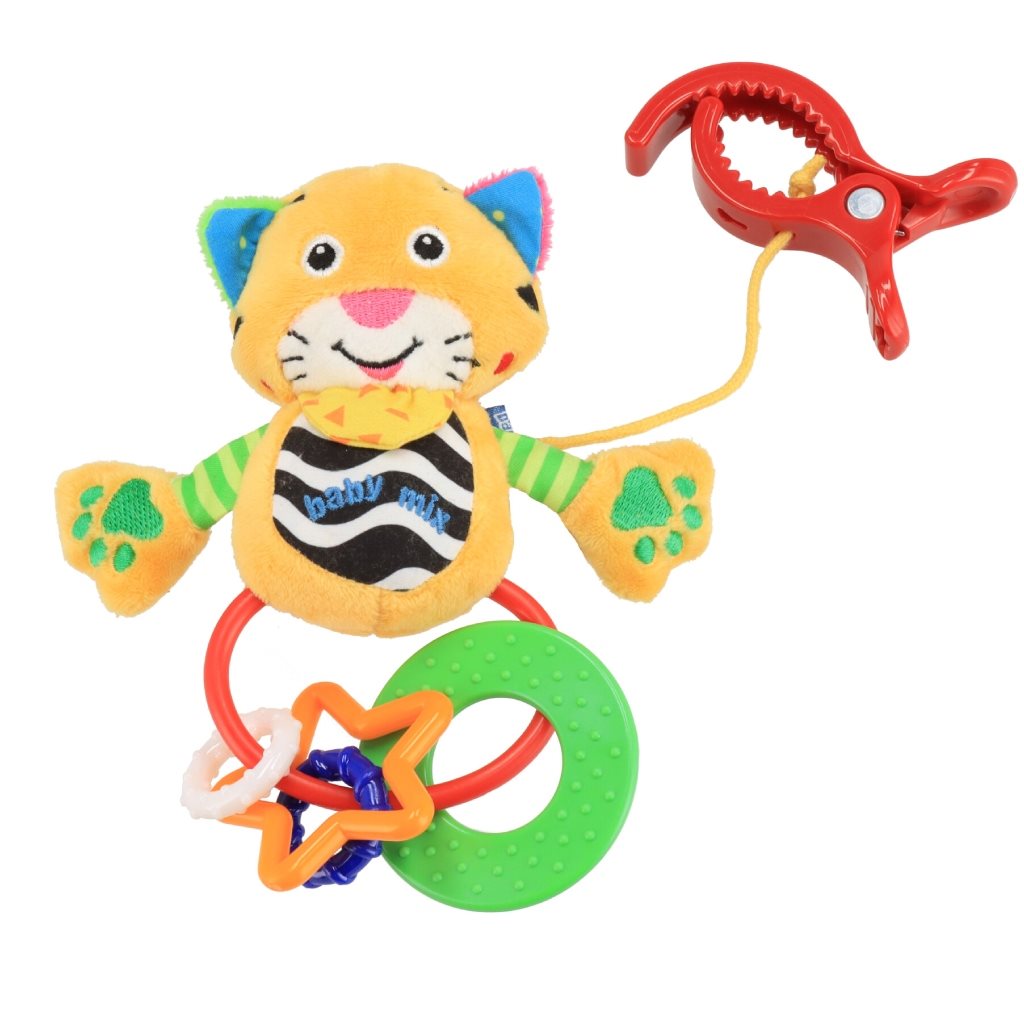Pluchespeeltje met rammelaar Baby Mix tijger