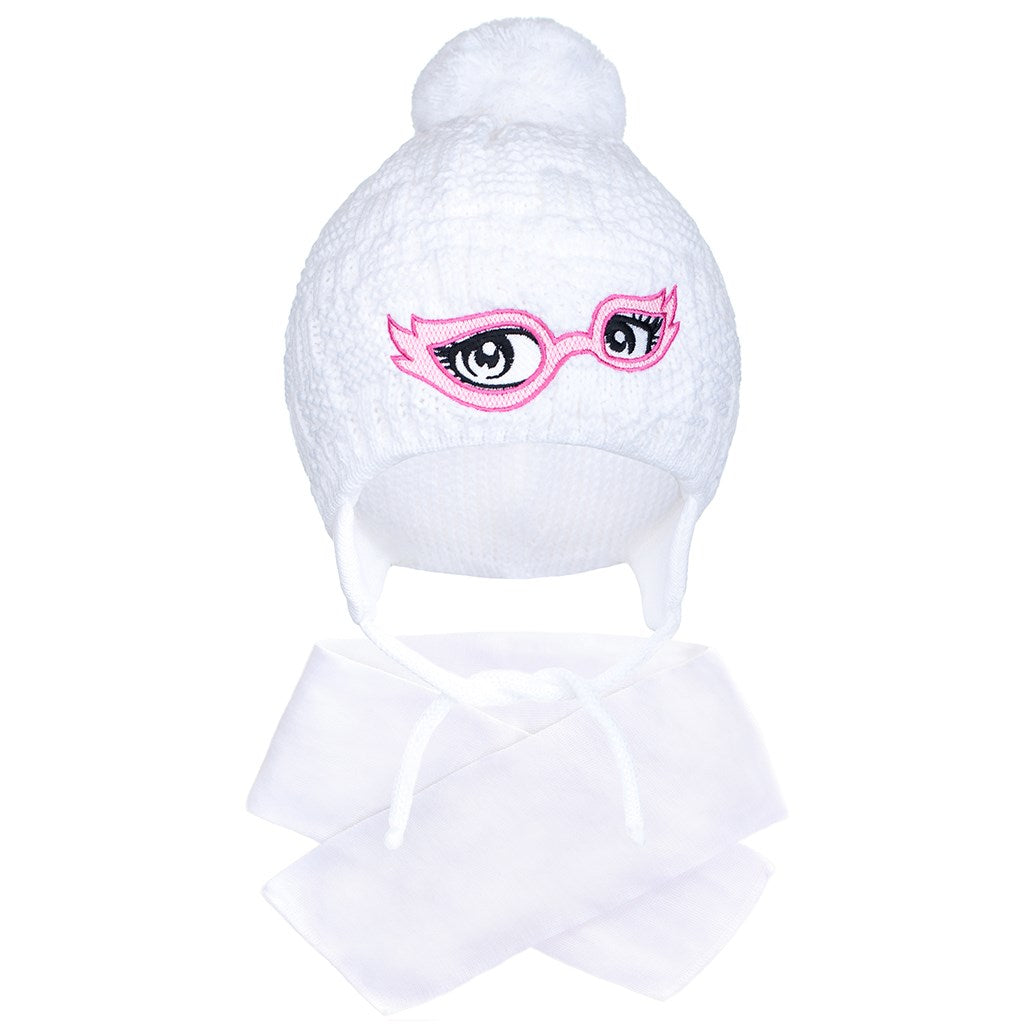 Winter gebreid babymutsje met sjaal New Baby wit, maat 104 (3-4 jaar)
