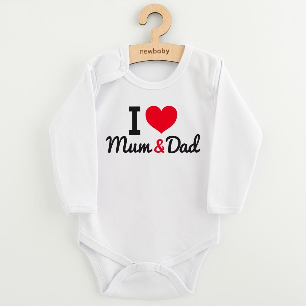 Bedrukt body New Baby I Love Mum and Dad, maat 50