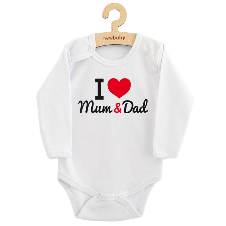 Bedrukt body New Baby I Love Mum and Dad, maat 68 (4-6 mnd)