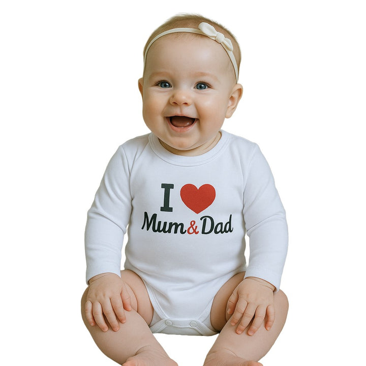 Bedrukt body New Baby I Love Mum and Dad, maat 74 (6-9 mnd)