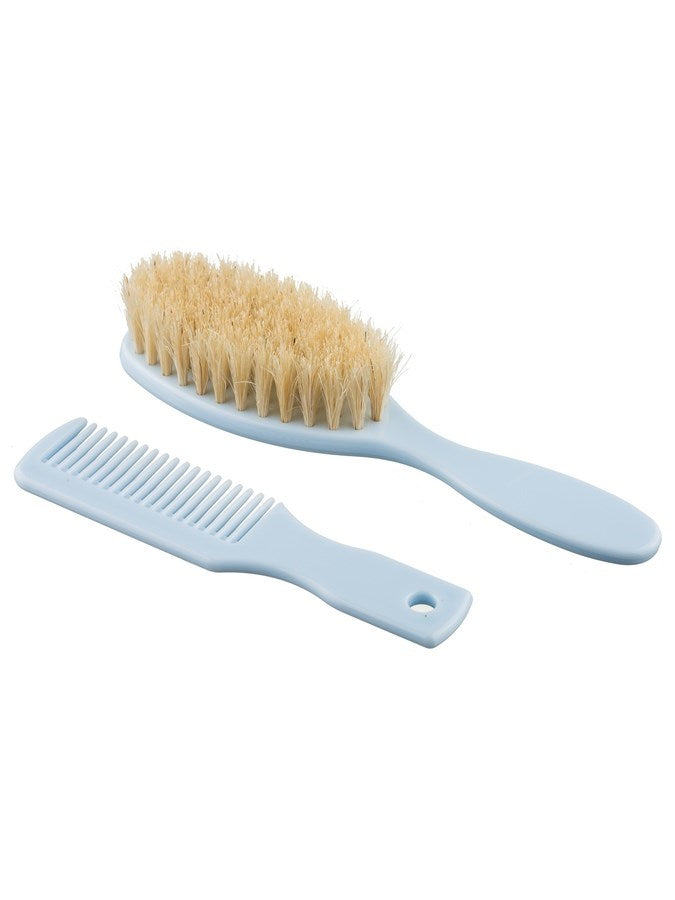 Borstel en kam met natuurlijk haar Akuku blauw