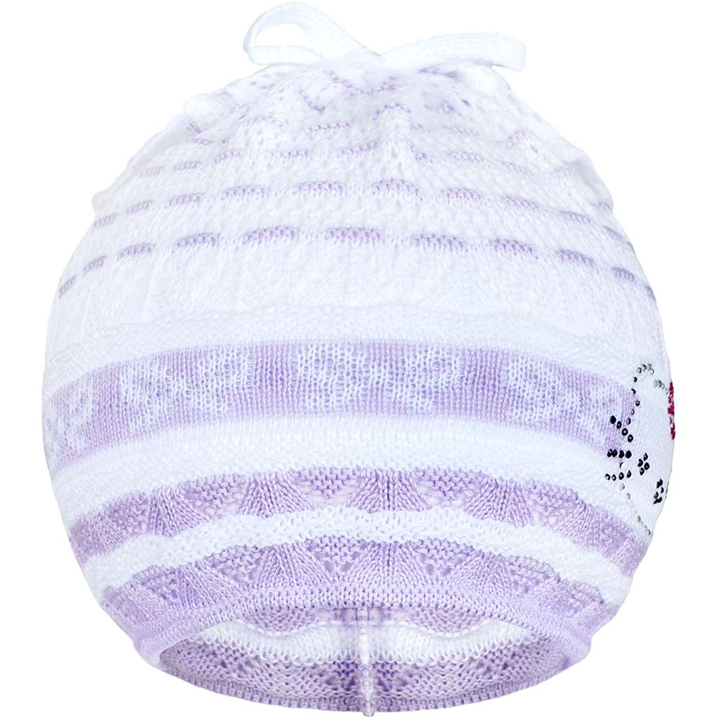 Gebreide muts-sjaal New Baby poesje paars, maat 104 (3-4 jaar)