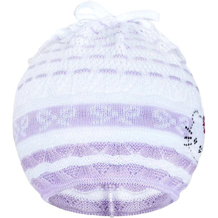 Gebreide muts-sjaal New Baby poesje paars, maat 104 (3-4 jaar)