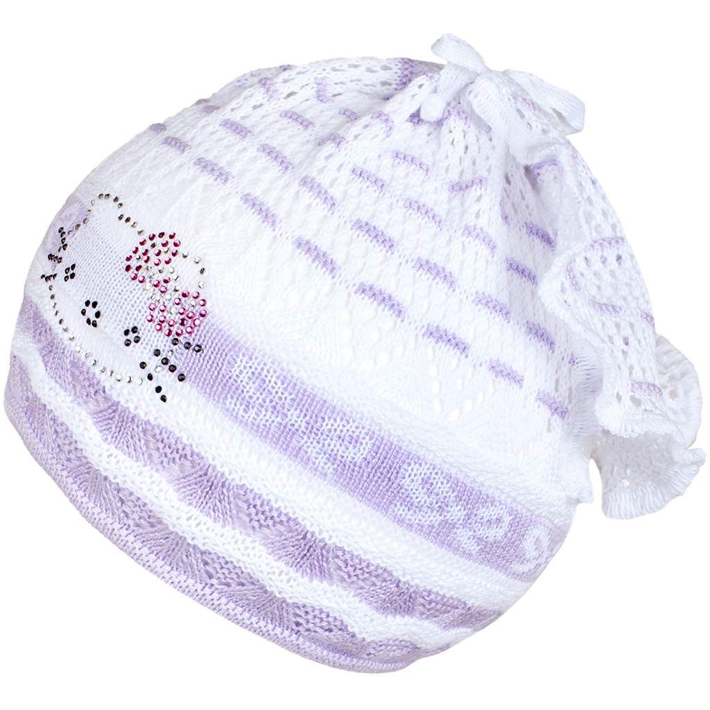 Gebreide muts-sjaal New Baby poesje paars, maat 104 (3-4 jaar)