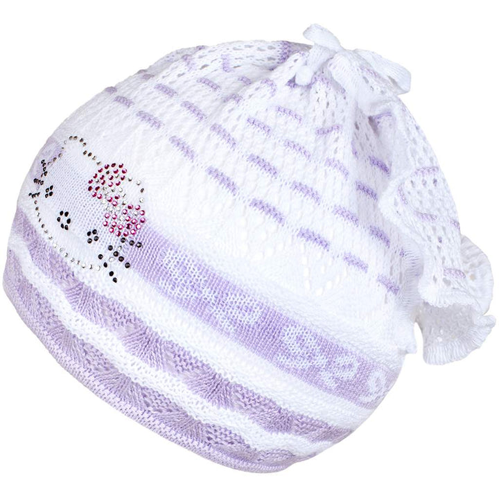Gebreide muts-sjaal New Baby poesje paars, maat 104 (3-4 jaar)