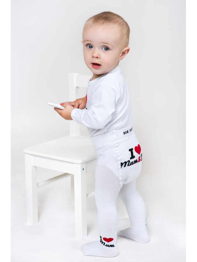 New Baby witte I Love Mum and Dad katoenen maillot, maat 80 (9-12 mnd)