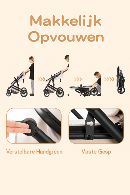 Luxe 3-in-1 Baby Kinderwagen – Veilig, Comfortabel & Stijlvol Reizen