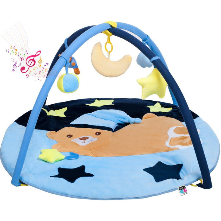 Speeldeken met melodie PlayTo slapende teddybeer blauw