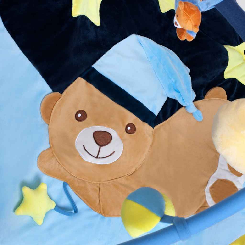 Speeldeken met melodie PlayTo slapende teddybeer blauw