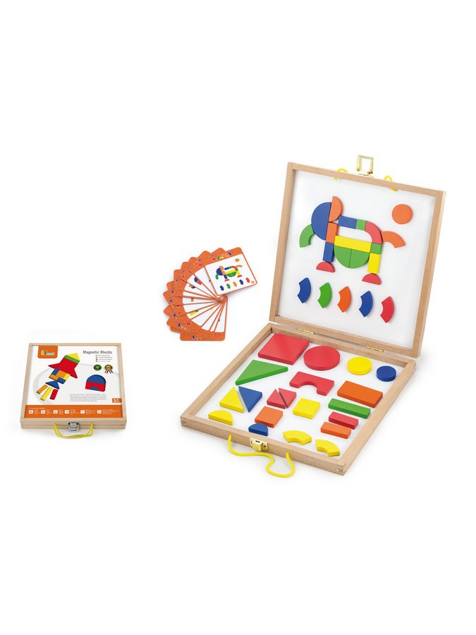 Houten koffer met magnetische blokken voor kinderen Viga