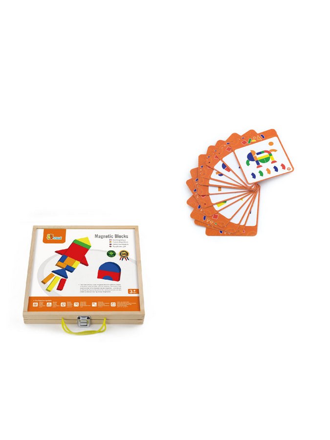 Houten koffer met magnetische blokken voor kinderen Viga