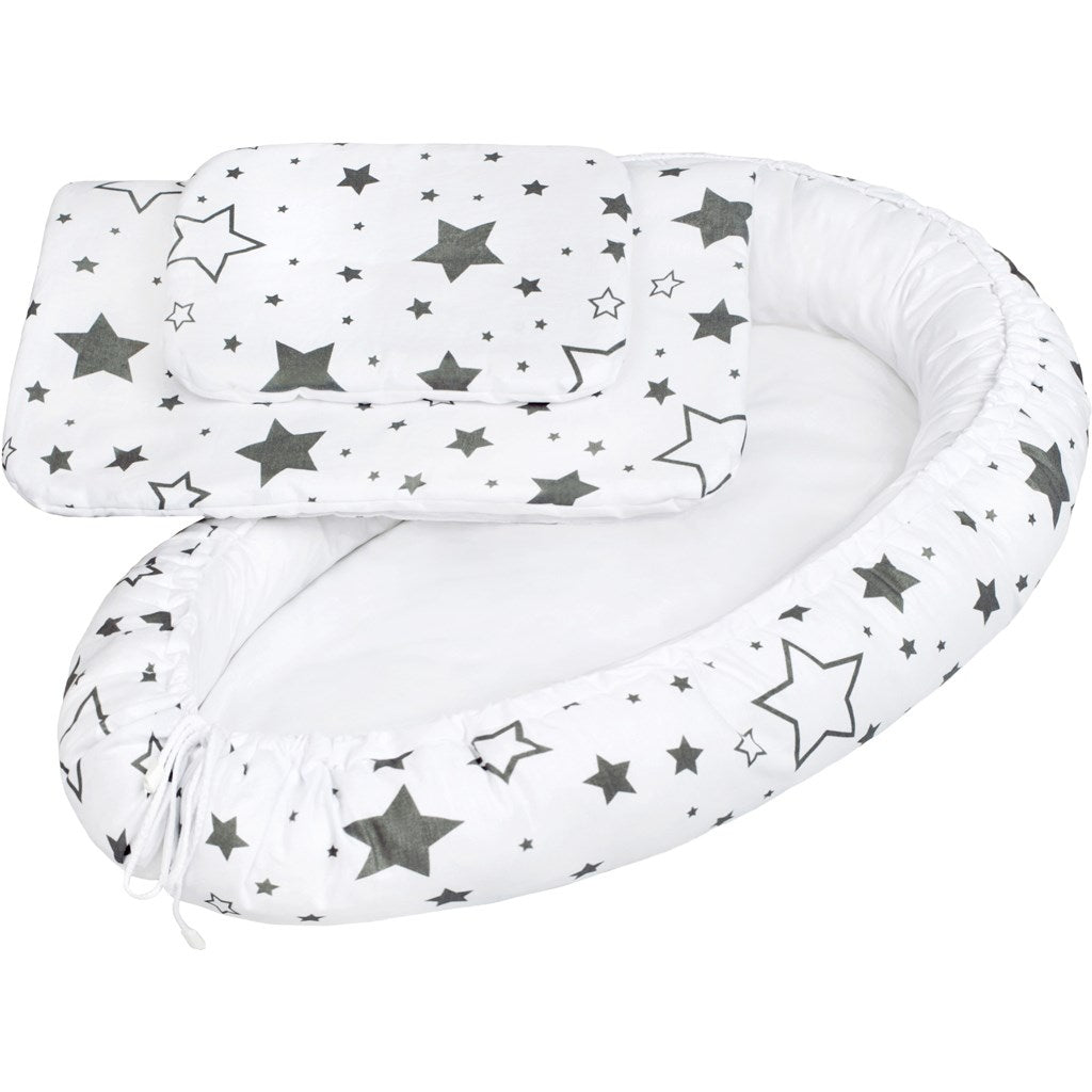 Luxe babynestje met dekens New Baby sterren grijs