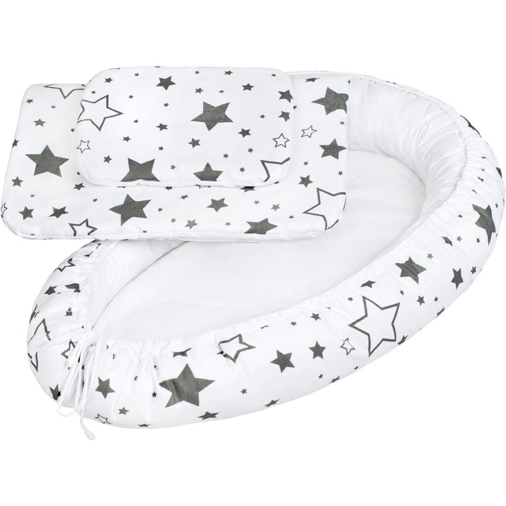 Luxe babynestje met dekens New Baby sterren grijs