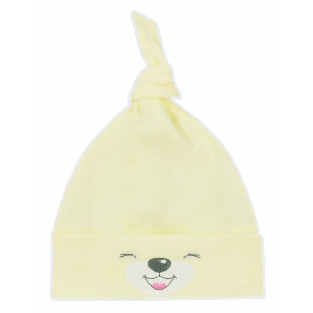 Katoenen babymutsje Bobas Fashion Lucky geel, maat 62 (3-6 mnd)