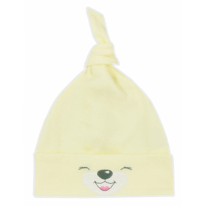Katoenen babymutsje Bobas Fashion Lucky geel, maat 62 (3-6 mnd)