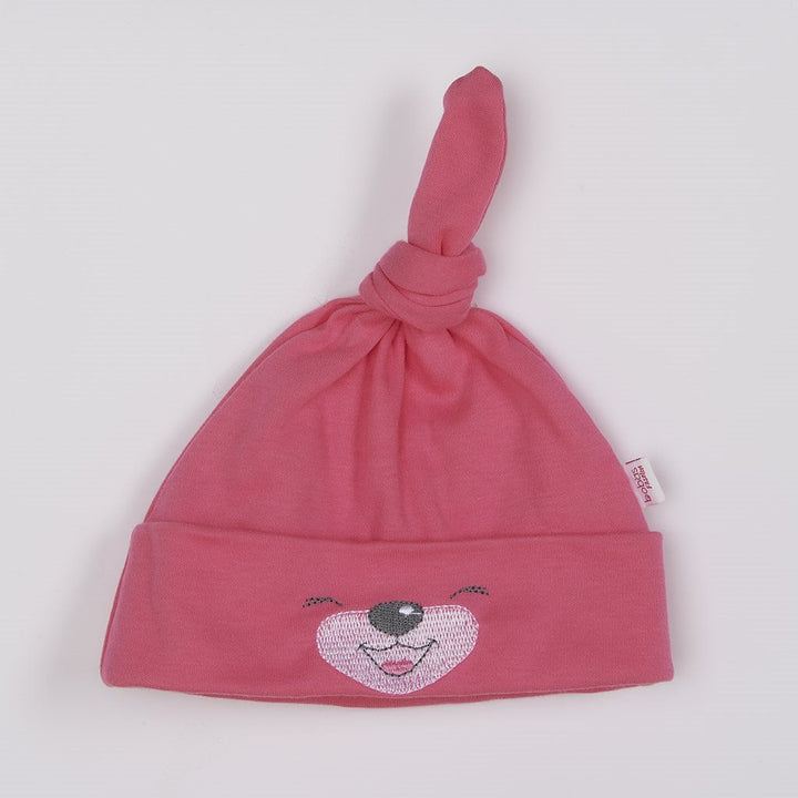 Katoenen babymutsje Bobas Fashion Lucky donkerroze, maat 62 (3-6 mnd)