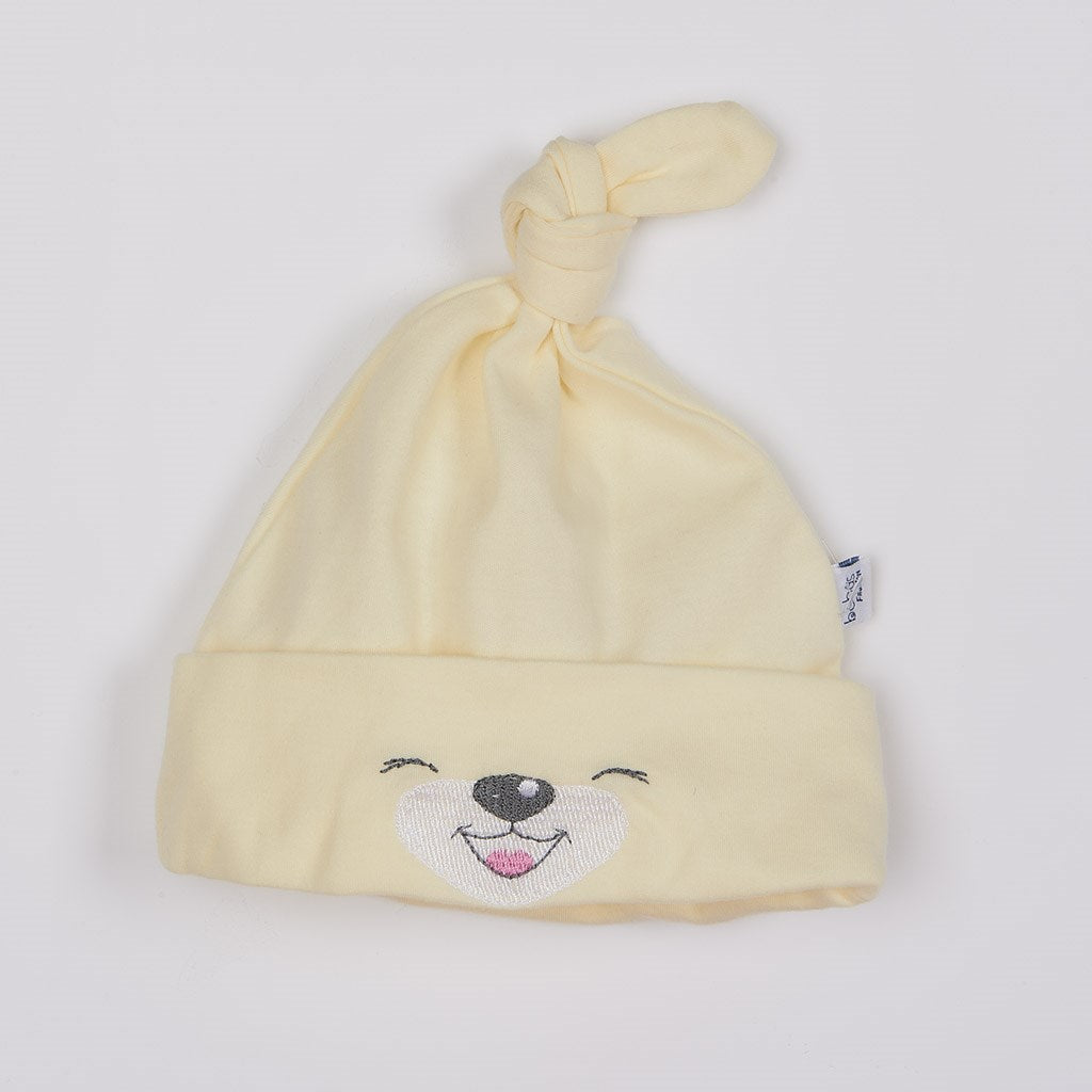 Katoenen babymutsje Bobas Fashion Lucky crème, maat 68 (4-6 mnd)