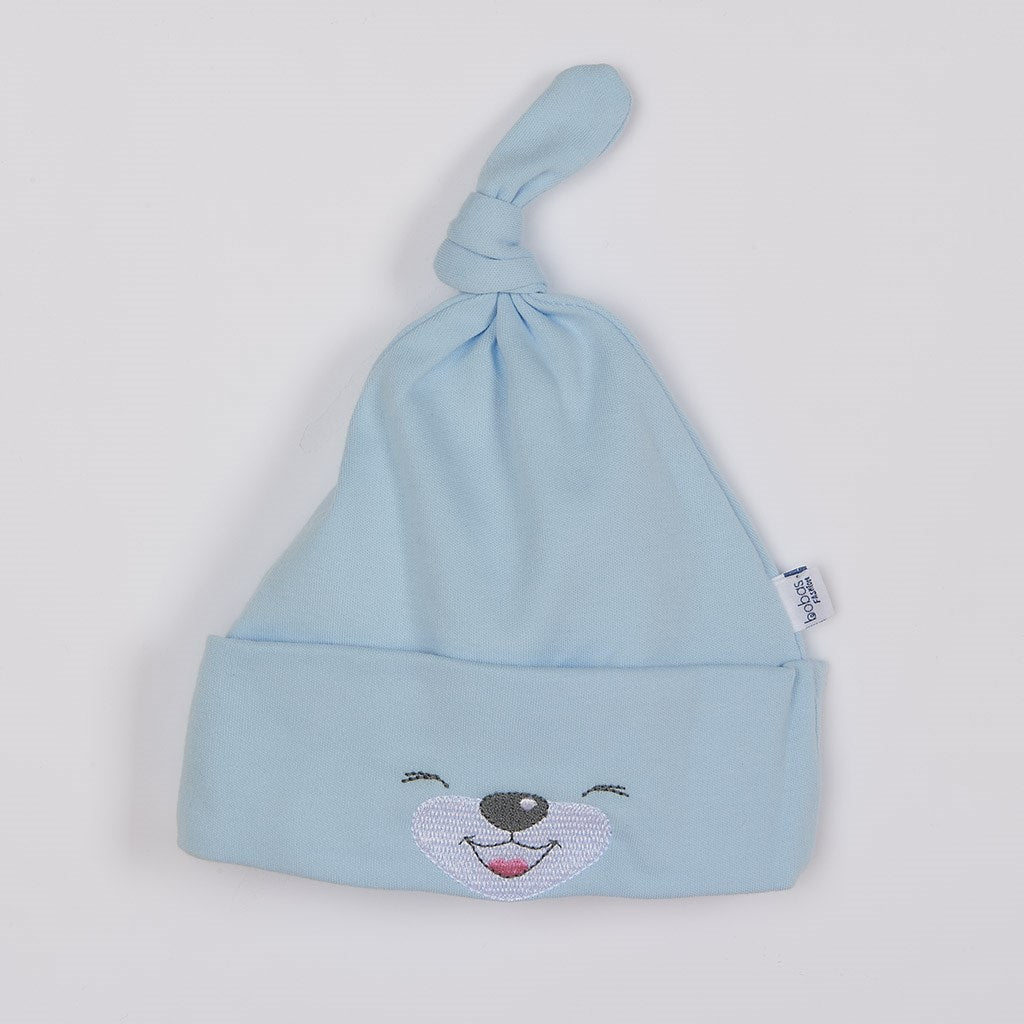 Katoenen babymutsje Bobas Fashion Lucky blauw, maat 68 (4-6 mnd)