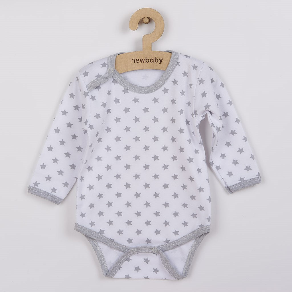 Baby body New Baby Classic II grijs met sterren, maat 86 (12-18 mnd)