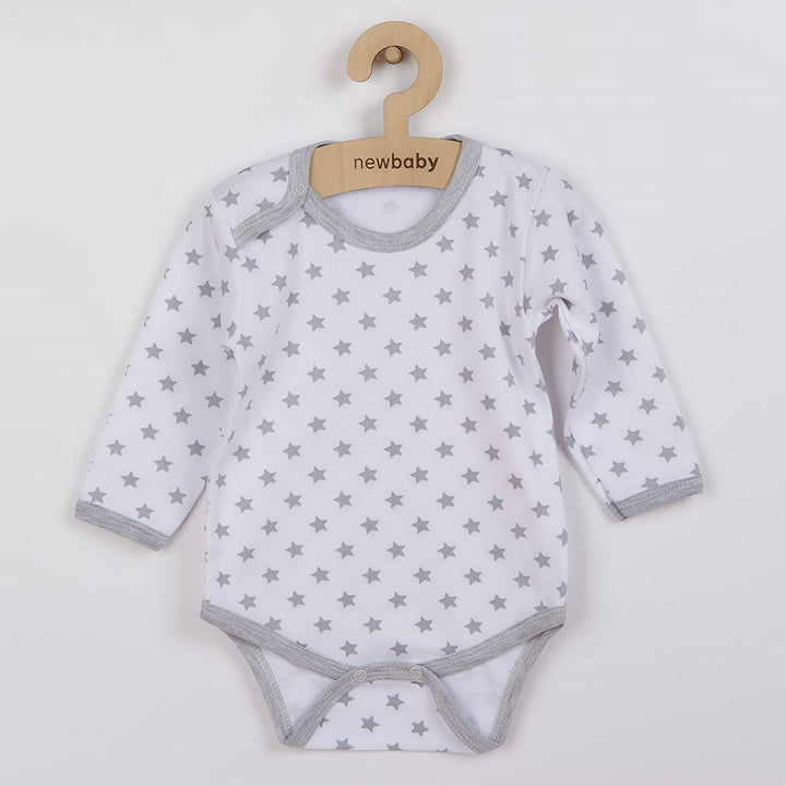 Baby body New Baby Classic II grijs met sterren, maat 86 (12-18 mnd)