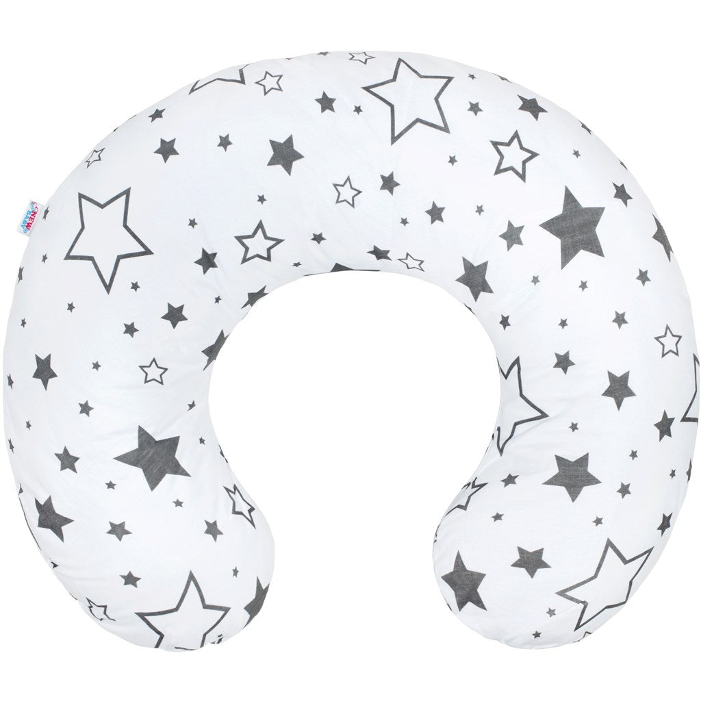Voedingskussen New Baby wit met grijze sterren 125 cm – productfoto