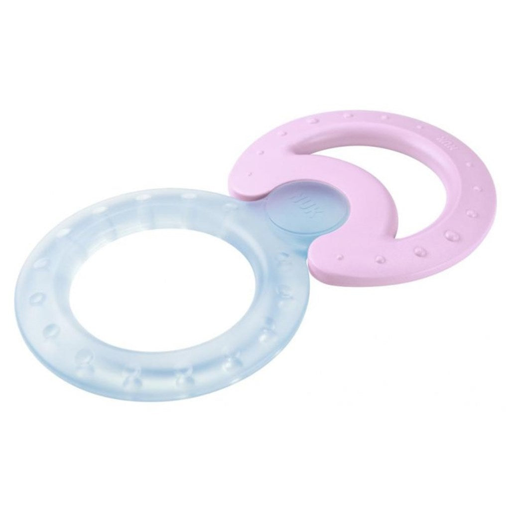 Koelbijtring + klassieke bijtring Nuk 2 st. roze