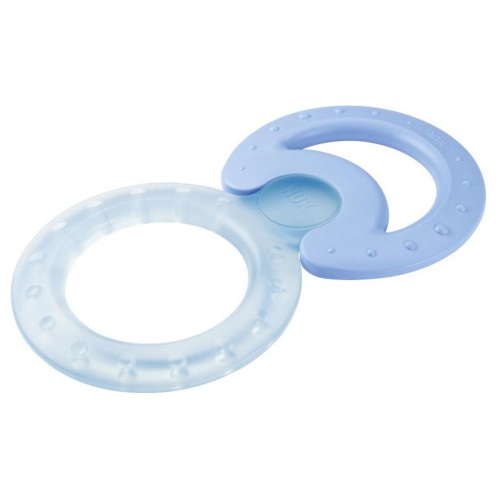 Koelbijtring + klassieke bijtring Nuk 2 st. blauw