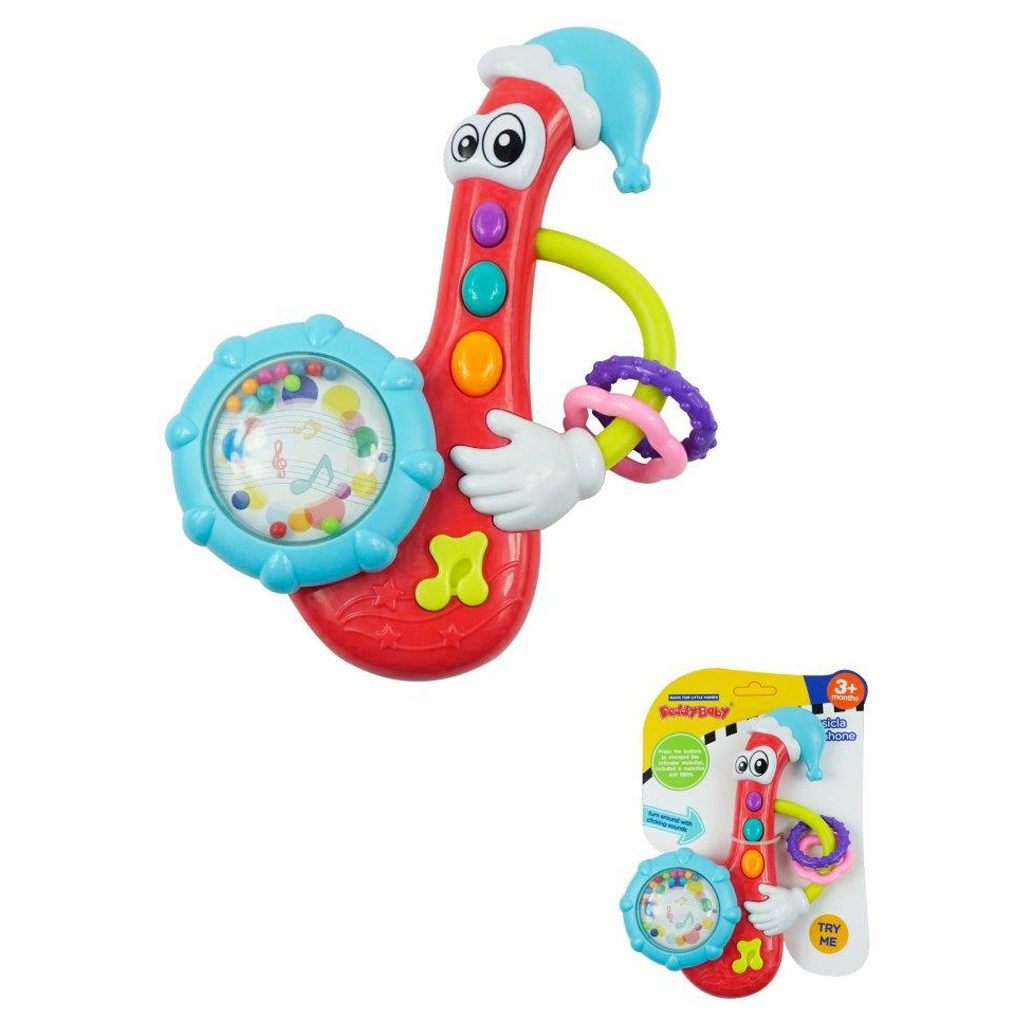 Baby Mix babyrammelaar met melodie saxofoon rood