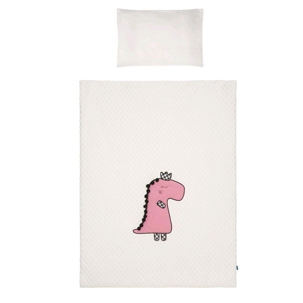 3-delig beddengoed Belisima Dino 3D 90/120 crème-roze