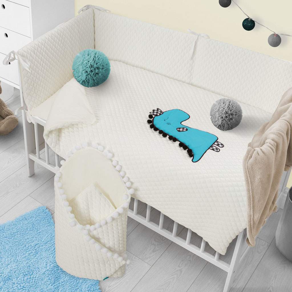 3-delig beddengoed Belisima Dino 3D 90/120 crème-roze