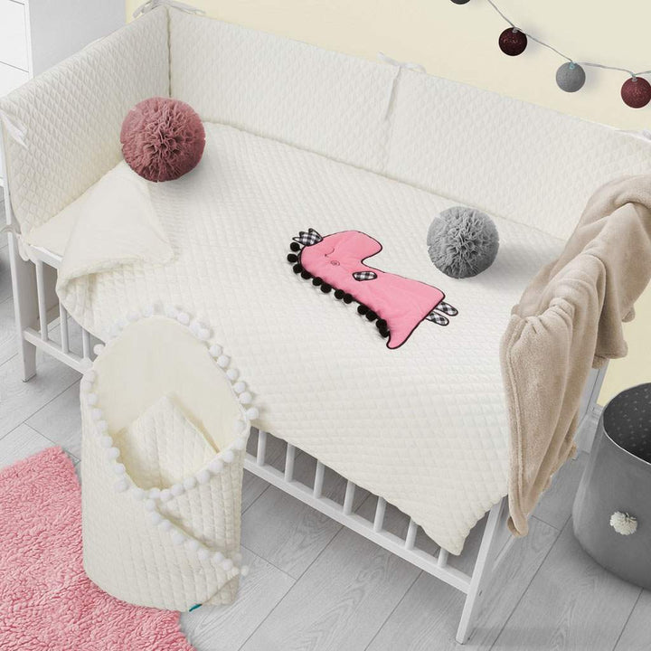 6-delig beddengoed Belisima Dino 3D 90/120 crème-roze
