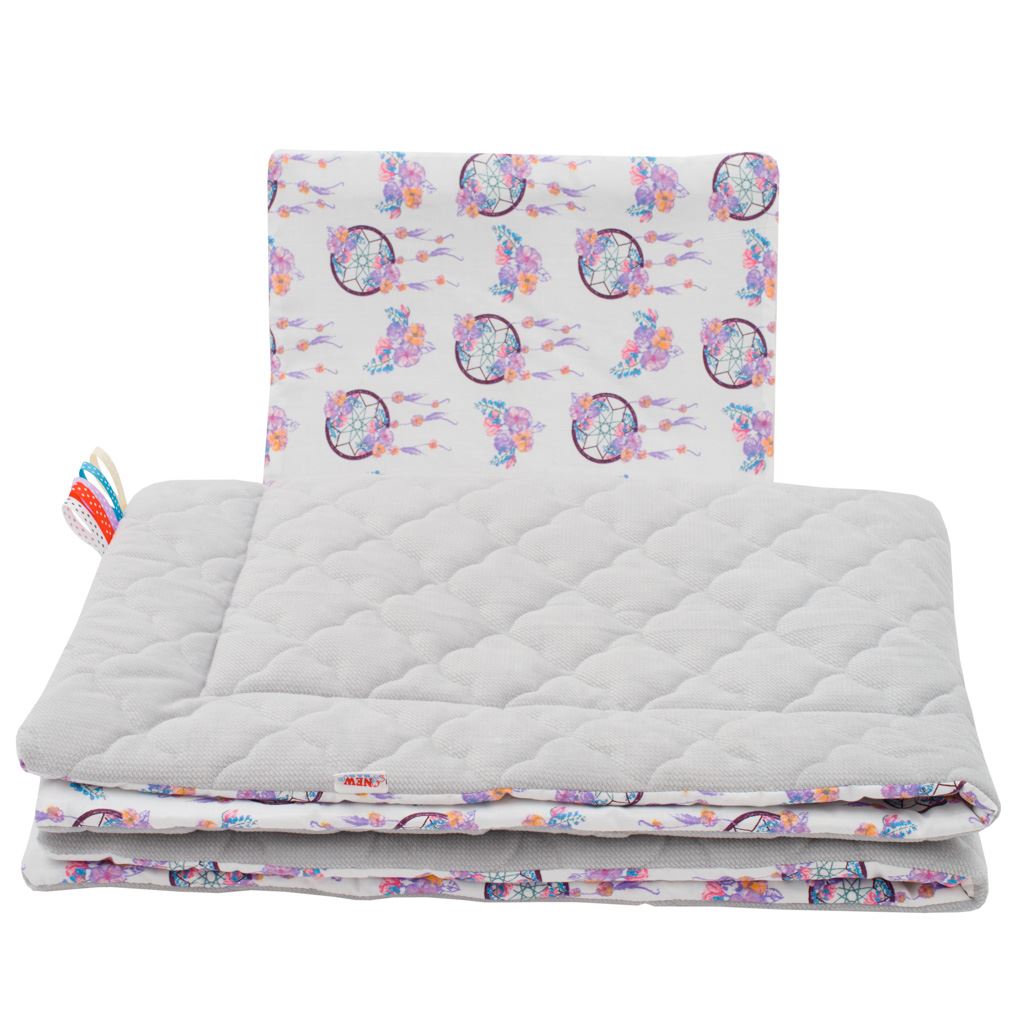 Omkeerbare Velvet kinderwagenset New Baby Dreamcatcher grijs