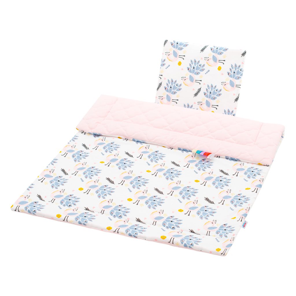 Omkeerbare Velvet kinderwagenset New Baby Peacocks roze
