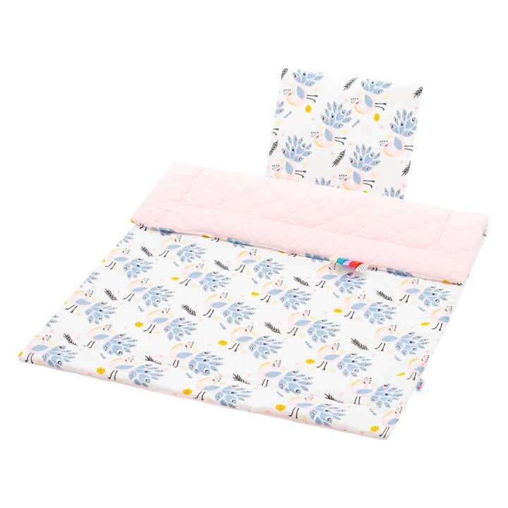 Omkeerbare Velvet kinderwagenset New Baby Peacocks roze