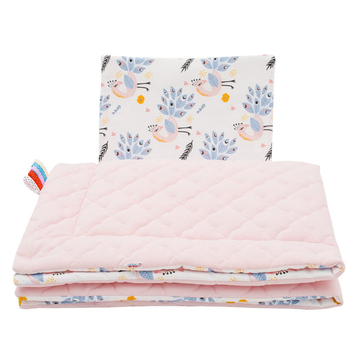 Omkeerbare Velvet kinderwagenset New Baby Peacocks roze