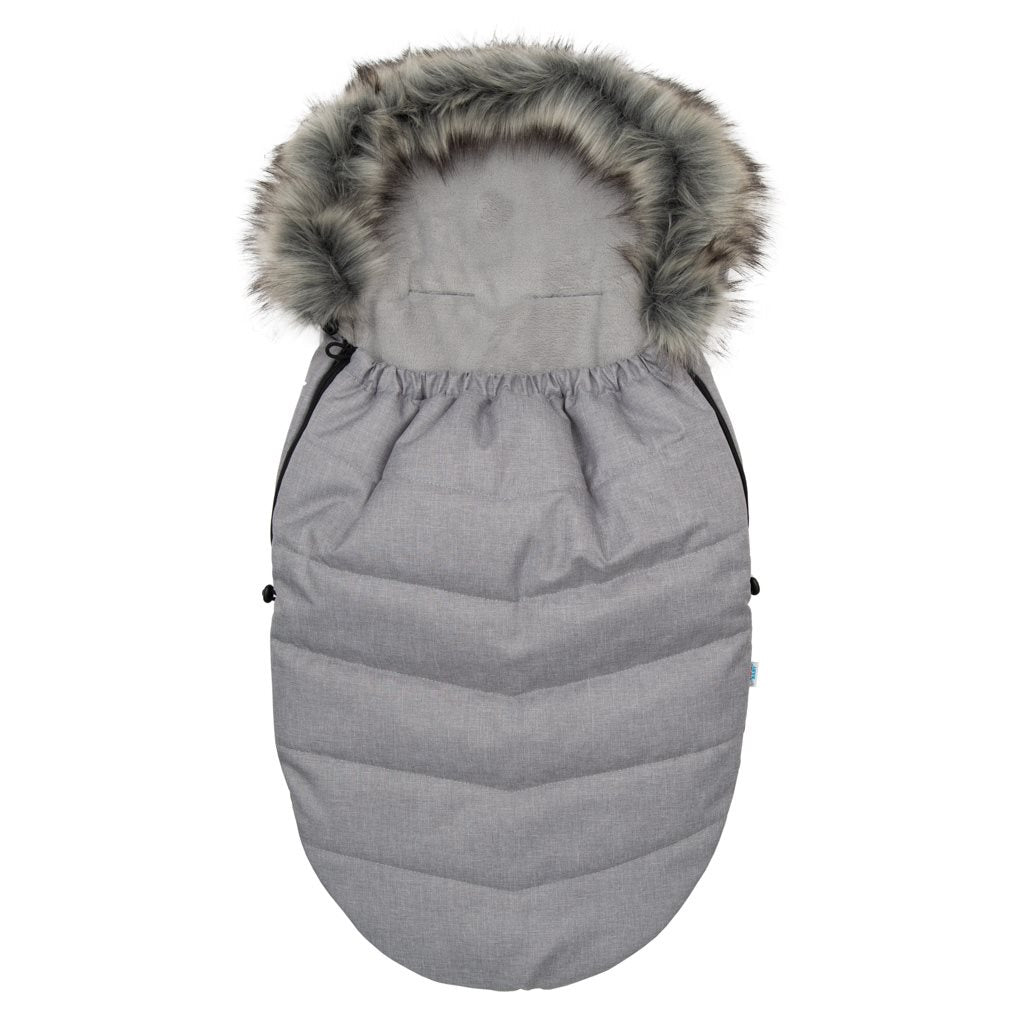 New Baby babyvoetenzak met bont lichtgrijs