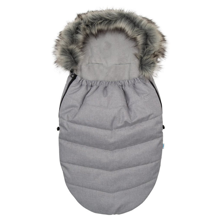 New Baby babyvoetenzak met bont lichtgrijs