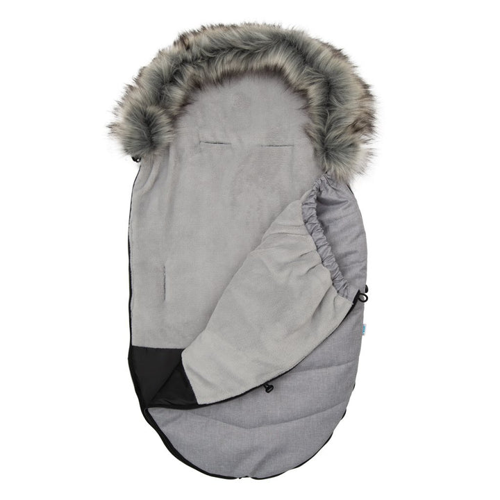 New Baby babyvoetenzak met bont lichtgrijs