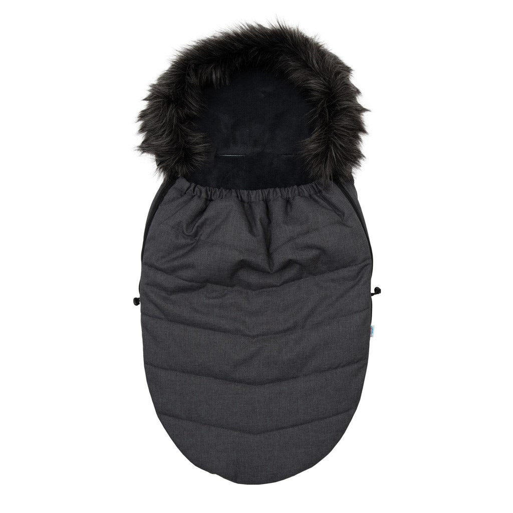 New Baby babyvoetenzak met bont donkergrijs