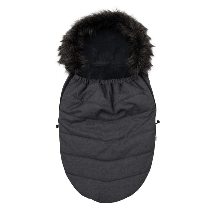 New Baby babyvoetenzak met bont donkergrijs