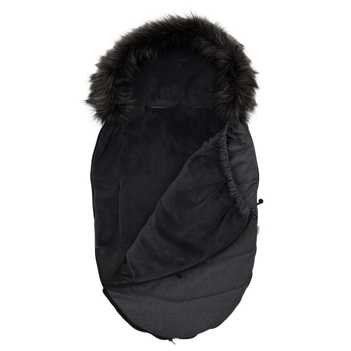 New Baby babyvoetenzak met bont donkergrijs