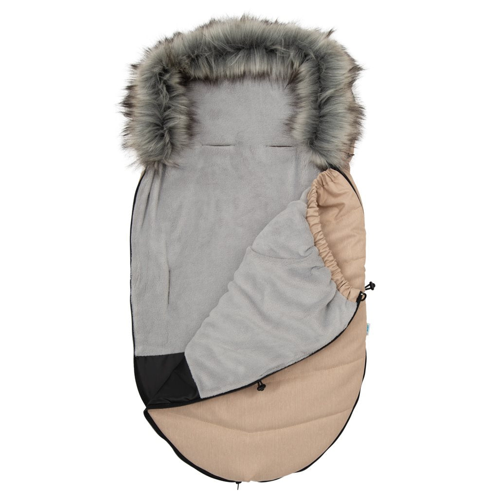 New Baby babyvoetenzak met bont beige