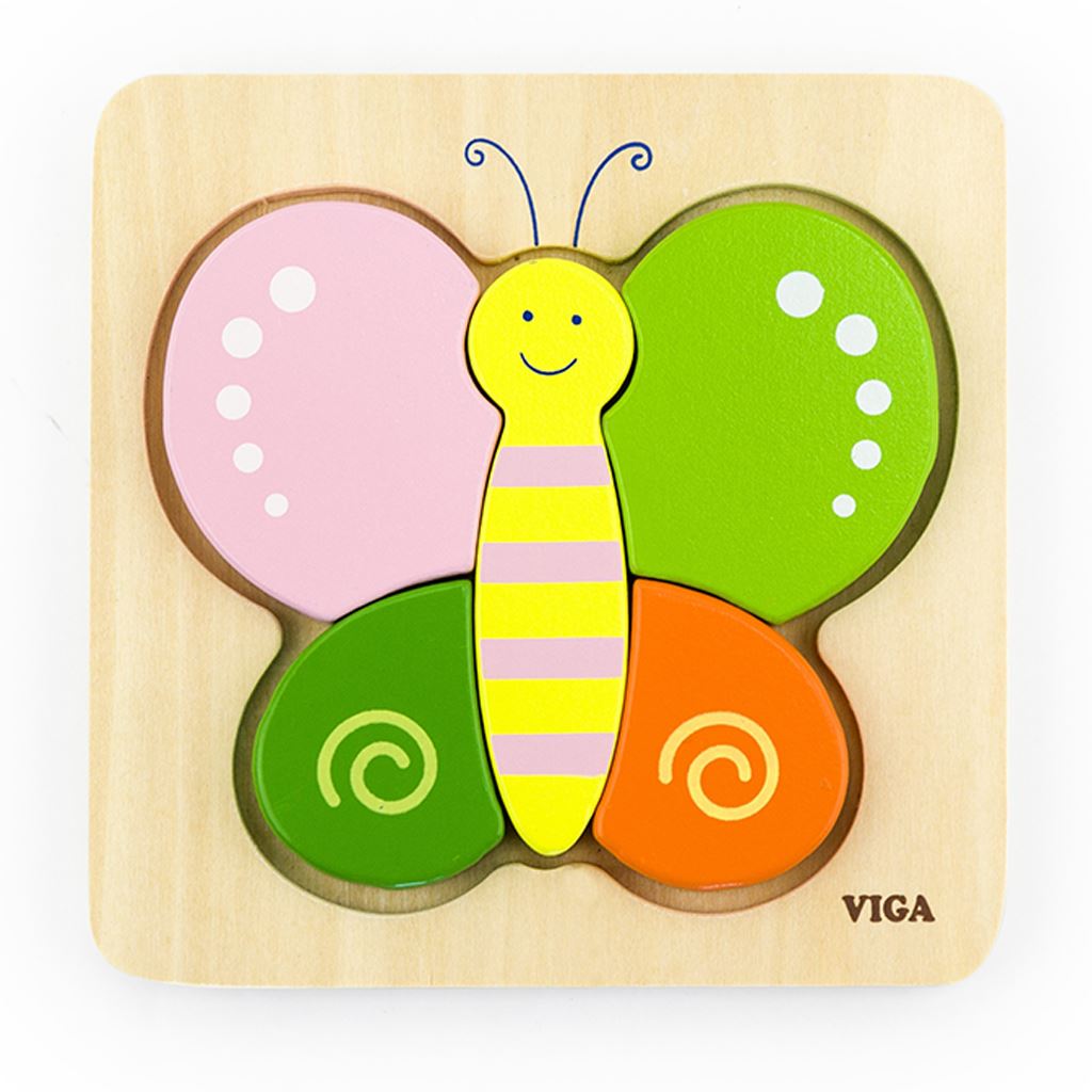 Houten puzzel voor kinderen Viga Vlinder