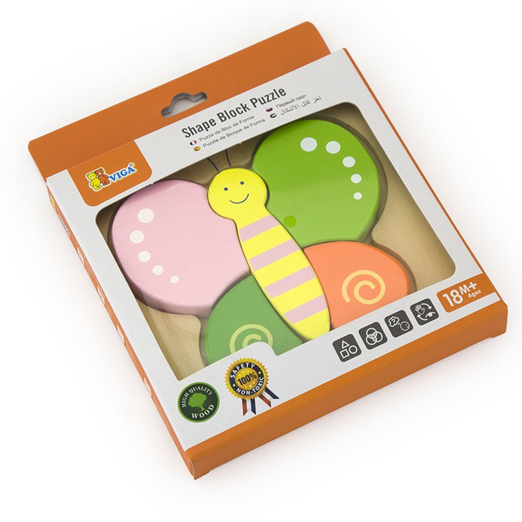 Houten puzzel voor kinderen Viga Vlinder