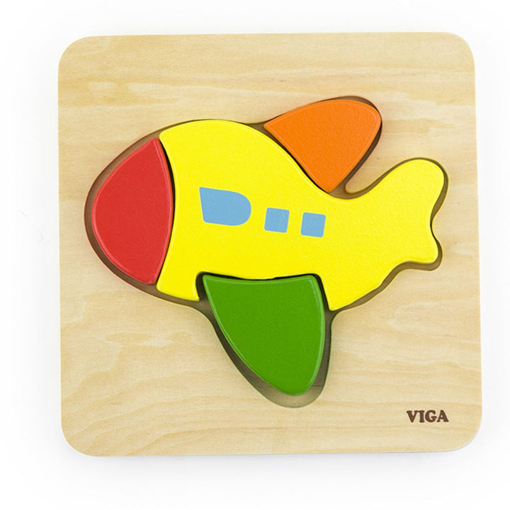 Houten puzzel voor kinderen Viga Vliegtuig