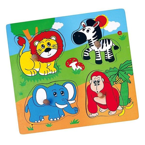 Houten puzzel met handgrepen voor de allerkleinsten Viga DIERENTUIN