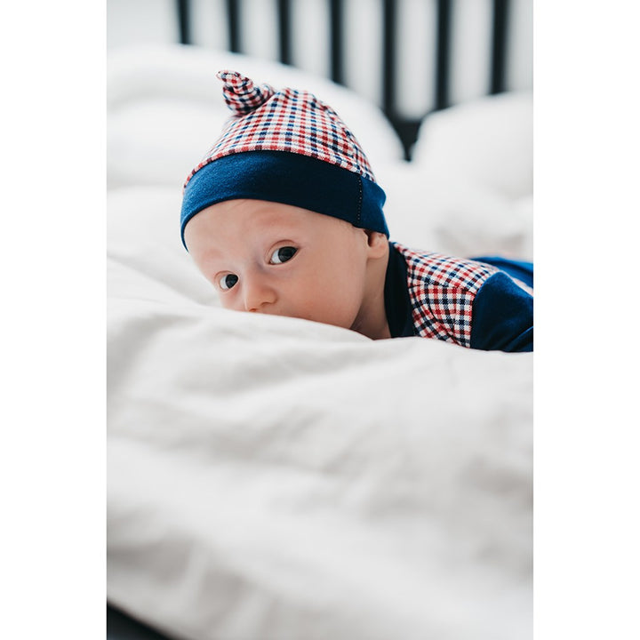 Katoenen babymutsje New Baby Checkered, maat 74 (6-9 mnd)