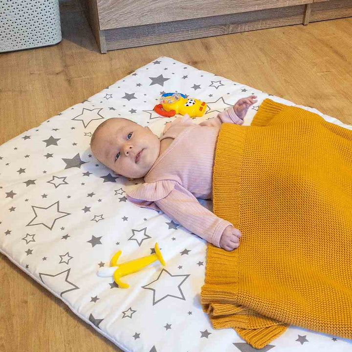 Bamboe gebreide deken NEW BABY 100x80 cm mosterd